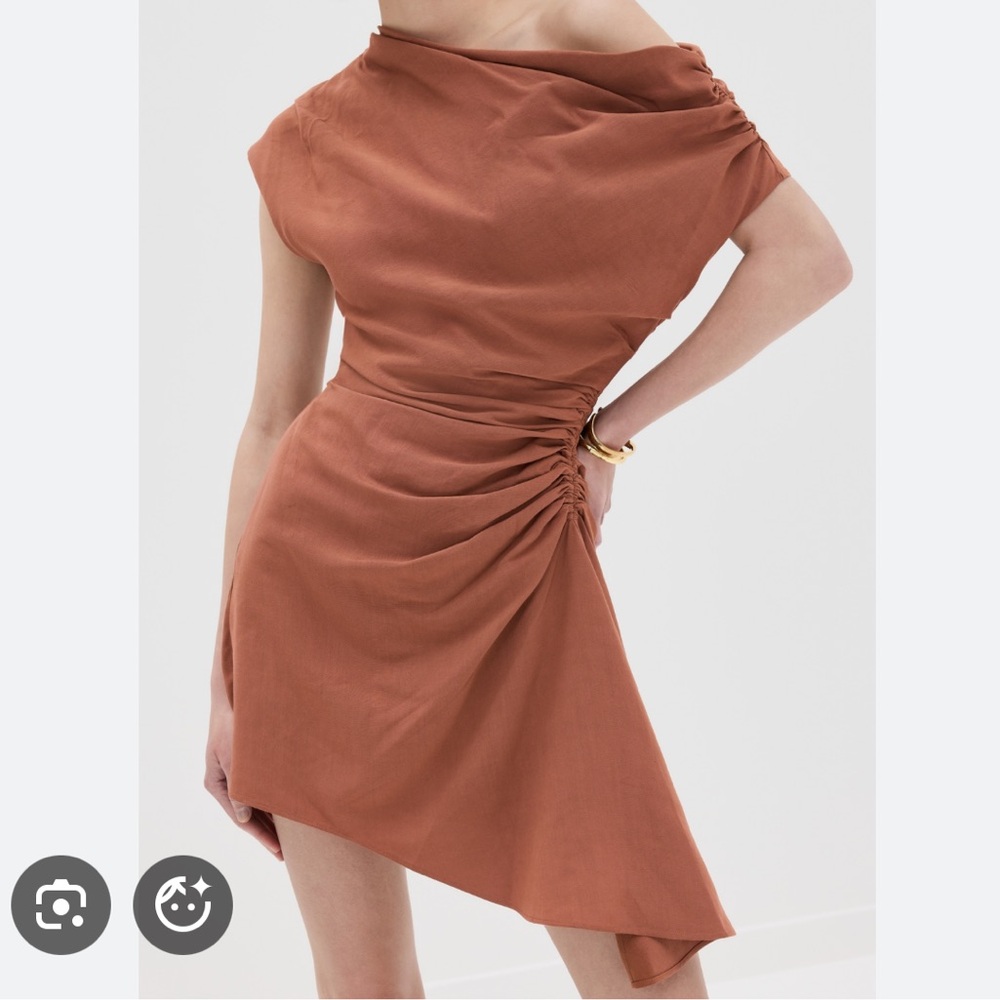 A.L.C. Poppy Ruched Mini One Shoulder Rust Dress